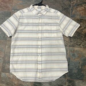 Columbia White and Gray Striped Casual Shirt
